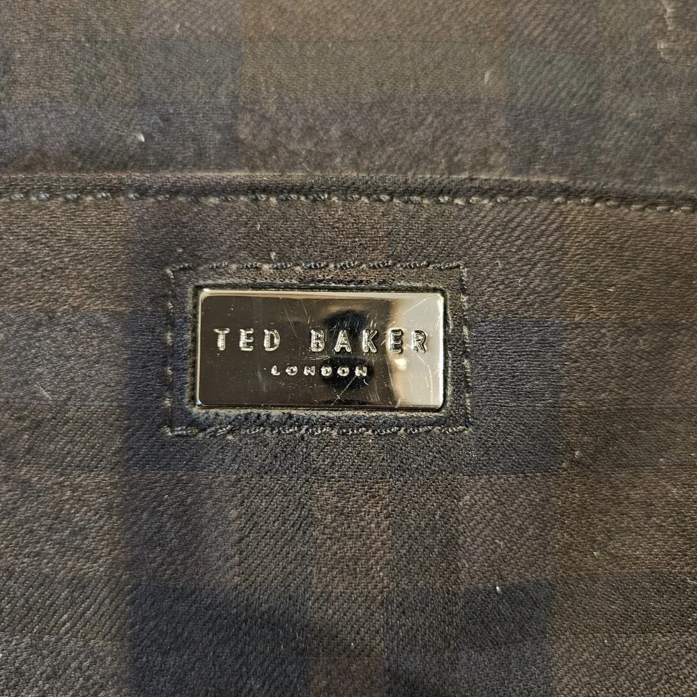 Ted Baker Briefcase Document Messenger Bag  Laptop Plaid 12X15.5 Inches